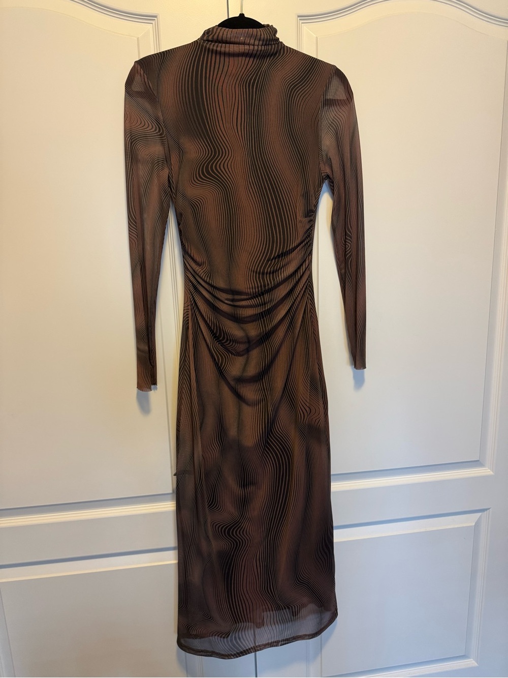 Zara Brown & Black Long Sleeve Bodycon Dress
